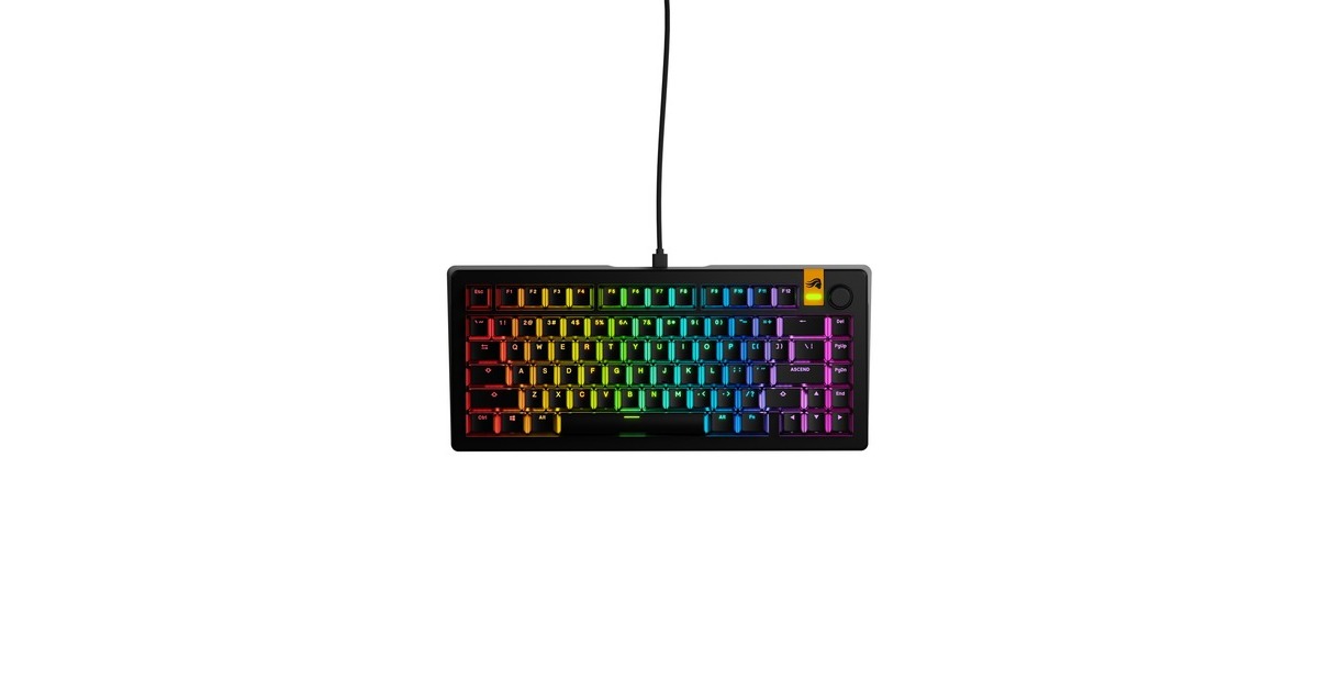 GloriousGMMK 3 HE 75% Prebuilt Wired Black, gaming toetsenbord  (Zwart, US lay-out, Glorious Fox, 75%, RGB, GPBT-doubleshot keycaps, Knob)