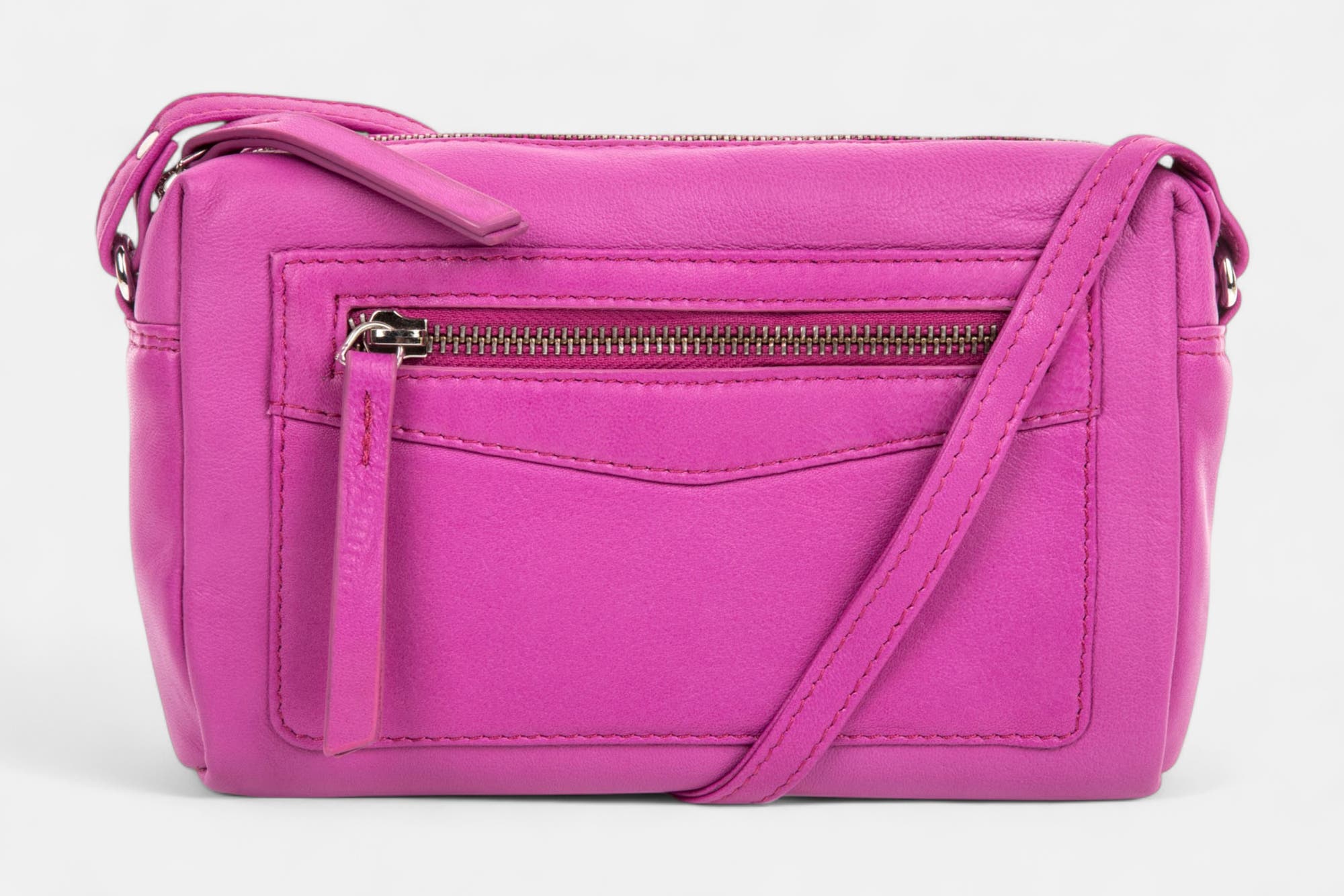 Sac bandoulière en cuir rose