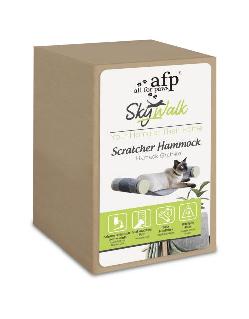 All For Paws Skywalk - Scratcher Hammock - Wandkrabpaal - 25x8.5x28 cm Grijs