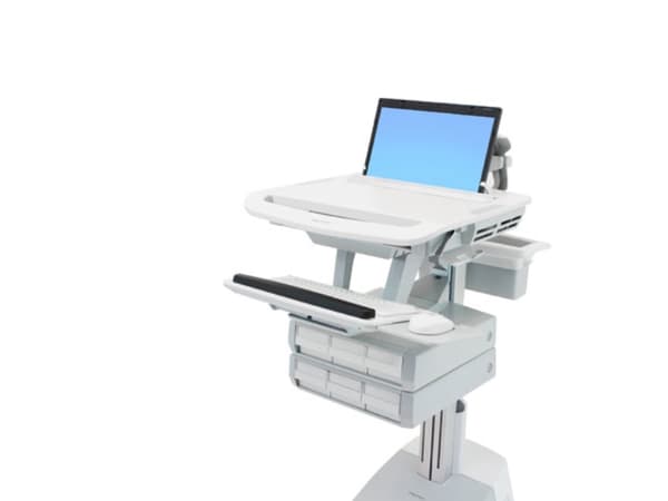 Ergotron StyleView - Vogn - åpen arkitektur - for notebook / tastatur / mus - medisinsk - aluminium, forsinket stål, kvalitetsplast - grå, hvit, pole