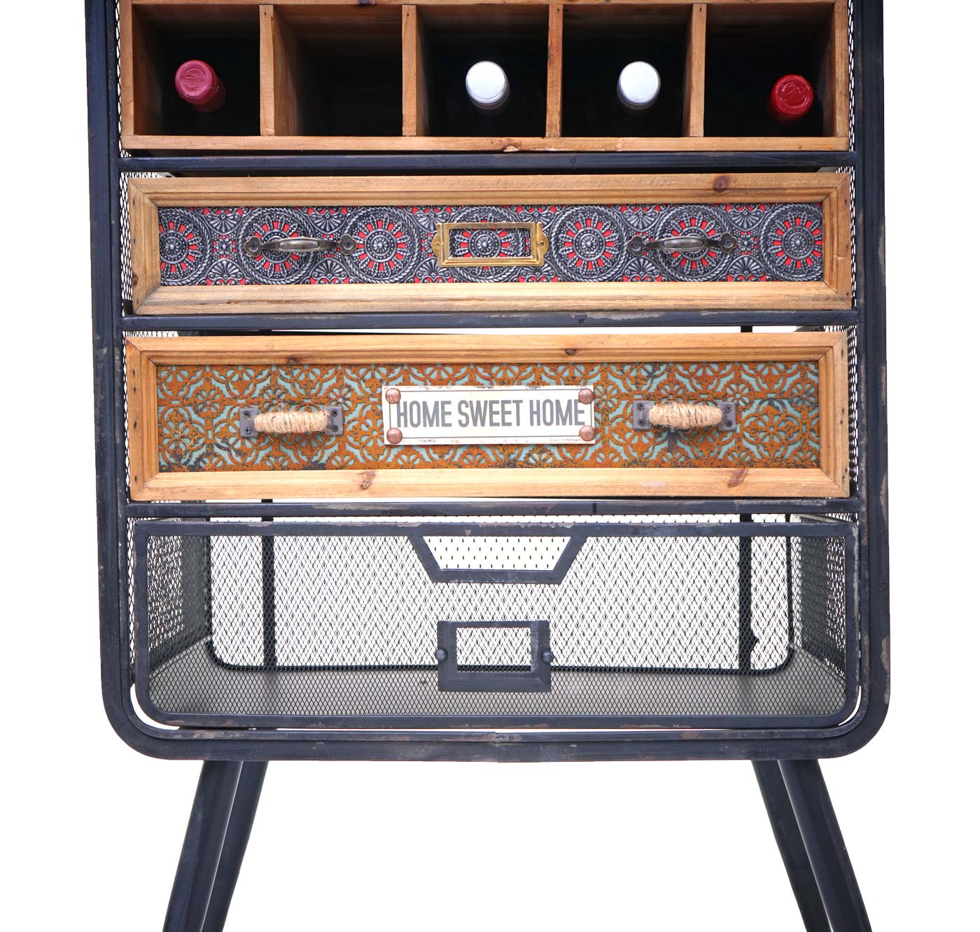 Weinregal MCW-C91, Flaschenregal Barschrank Weinständer für 10 Flaschen, Tanne Holz Vintage 157x57x38cm