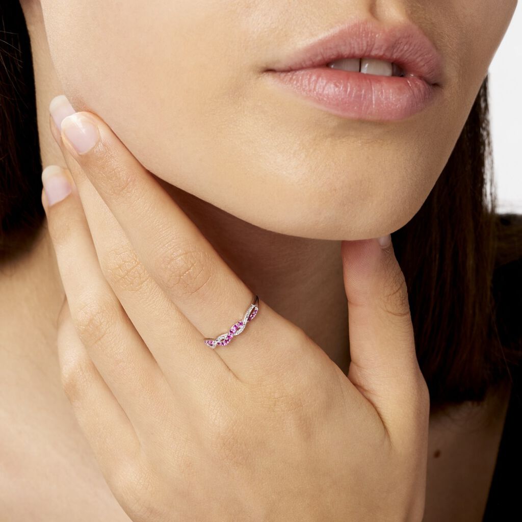 Bague Sofia Or Blanc Rubis Et Diamant