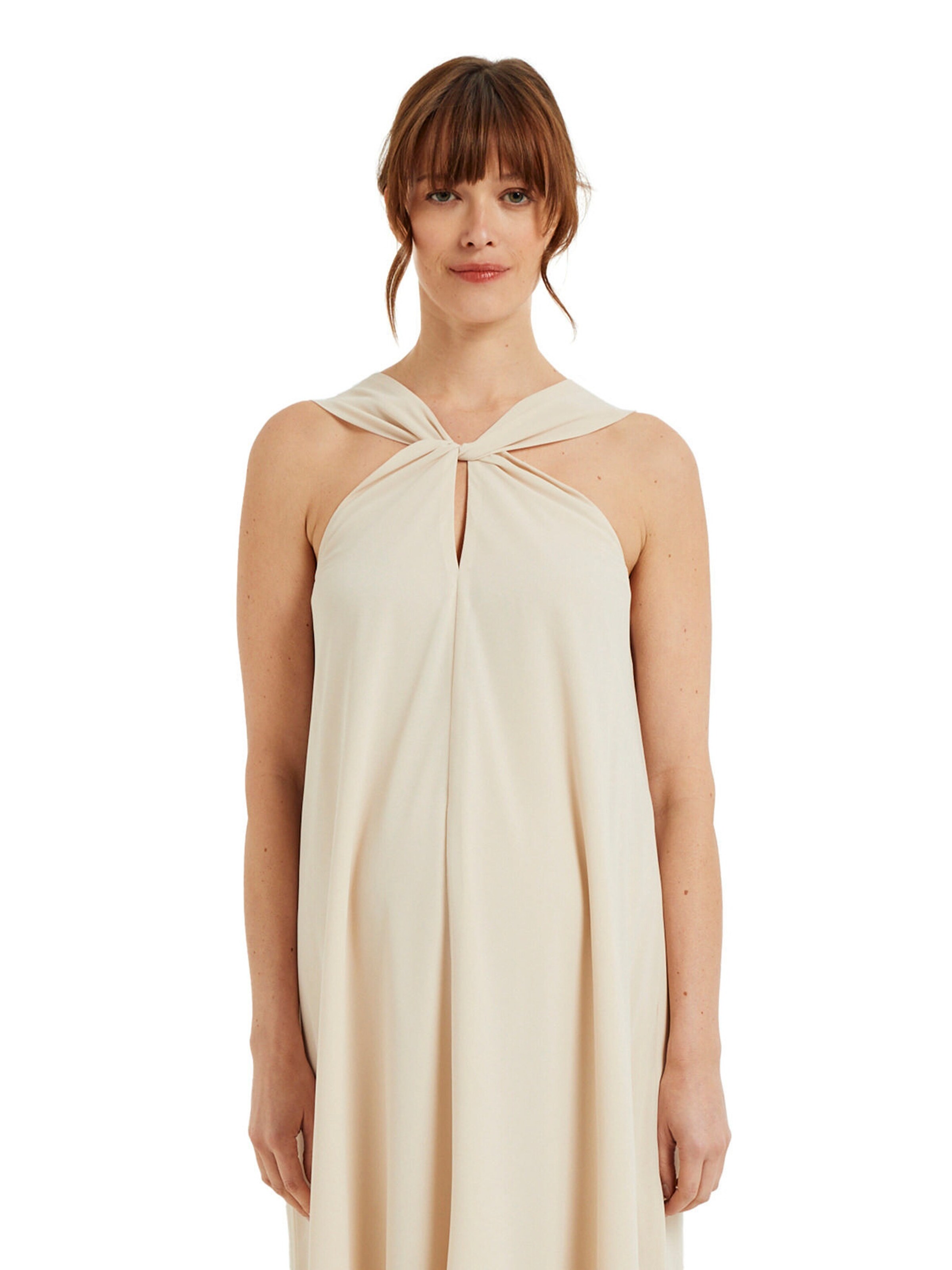 Vertbaudet Elegantes langes Umstandskleid aus Crêpe beige golden