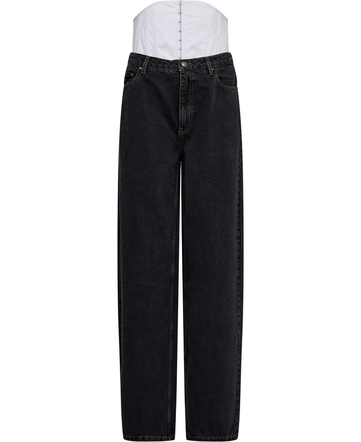 ROTATE Birger Christensen CORSET DENIM JEANS Dark grey denim