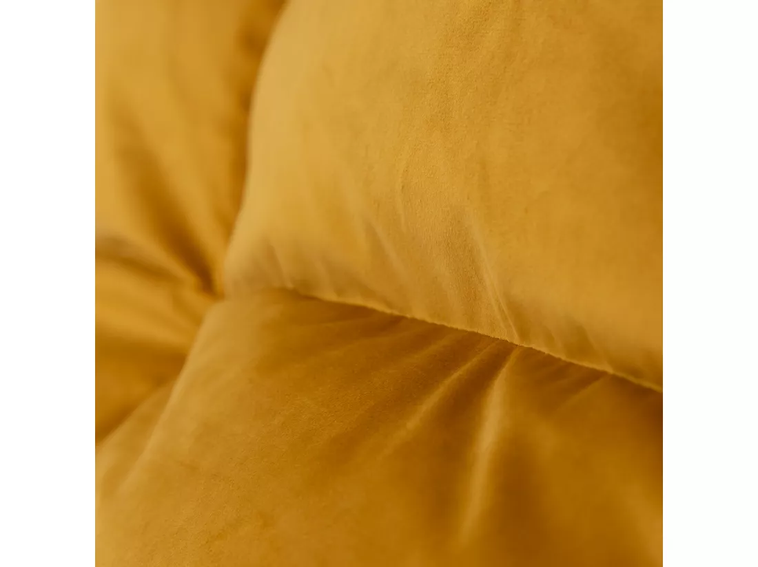 Pouf velours avec large repose-pieds jaune ocre - DOLCE