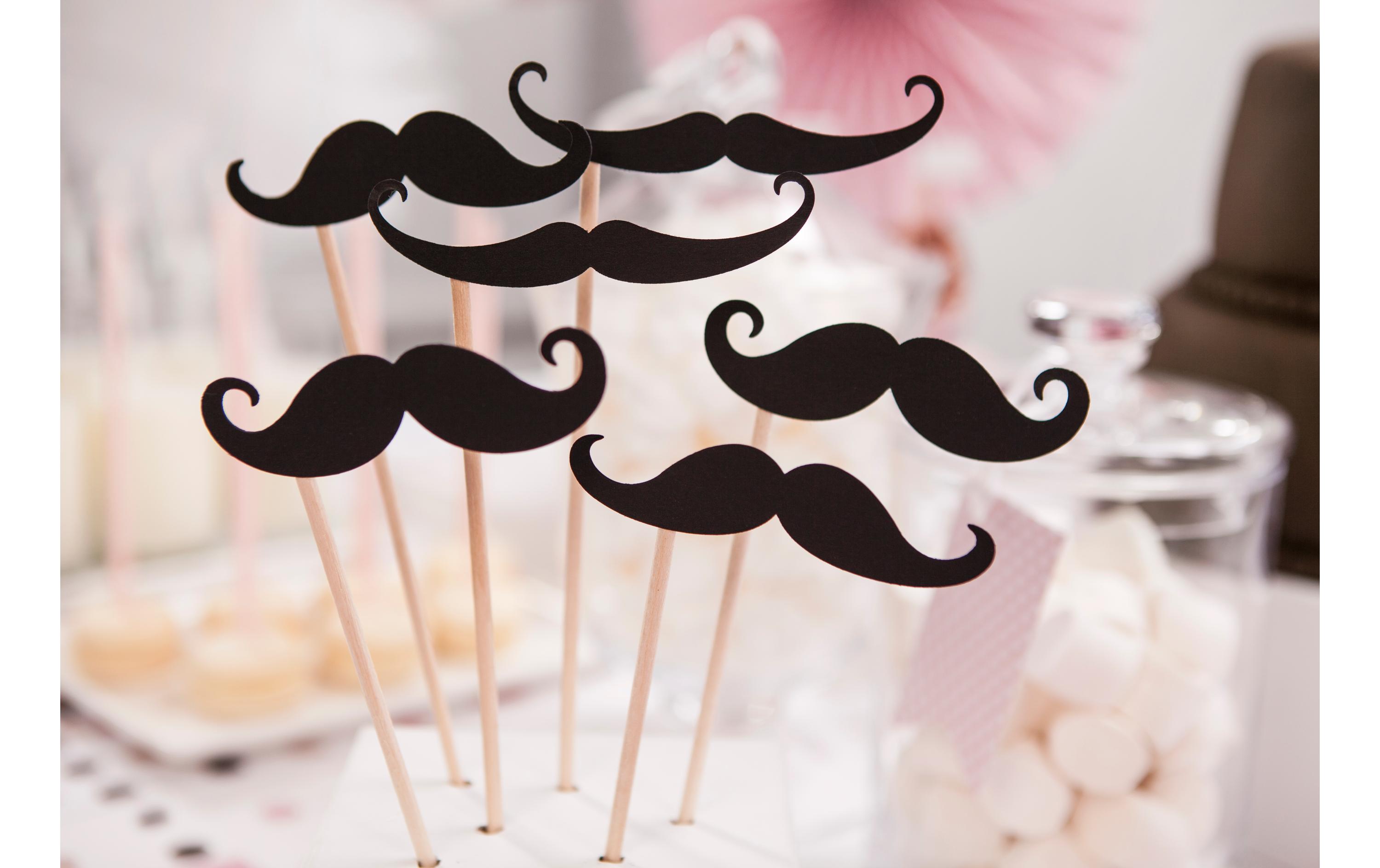 Partyaccessoire Moustache 6-teilig, SchwarzFotorequisiten für witzige Bilder