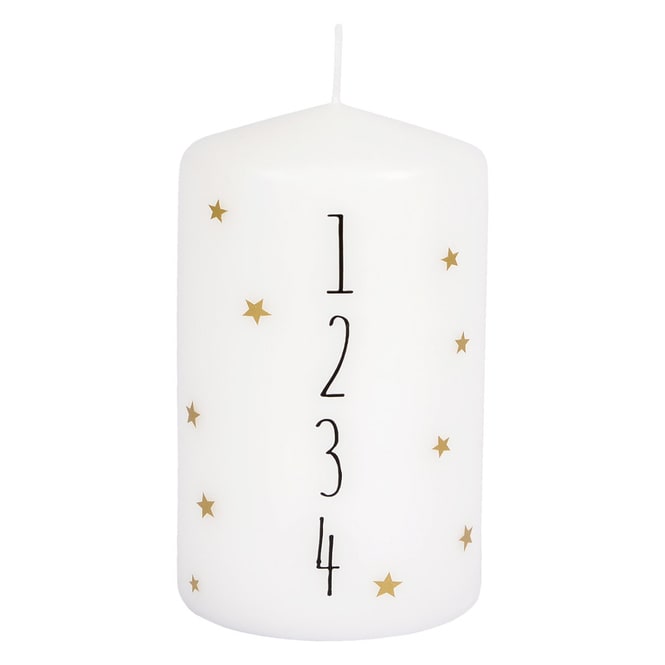 Stumpenkerzen - Advent - ca. 7 x 10 cm - weiß