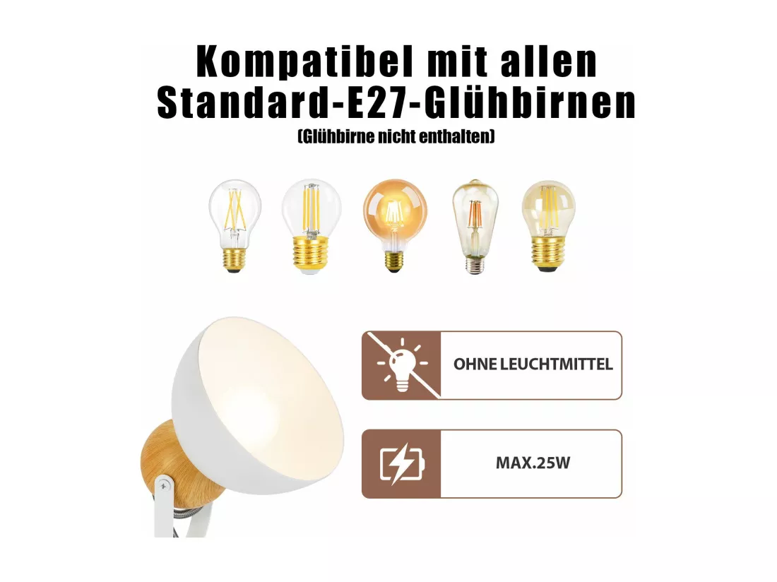NETTLIFE Spot de plafond vintage noir E27 orientable 350° lampe de couloir rétro métal industriel orientable