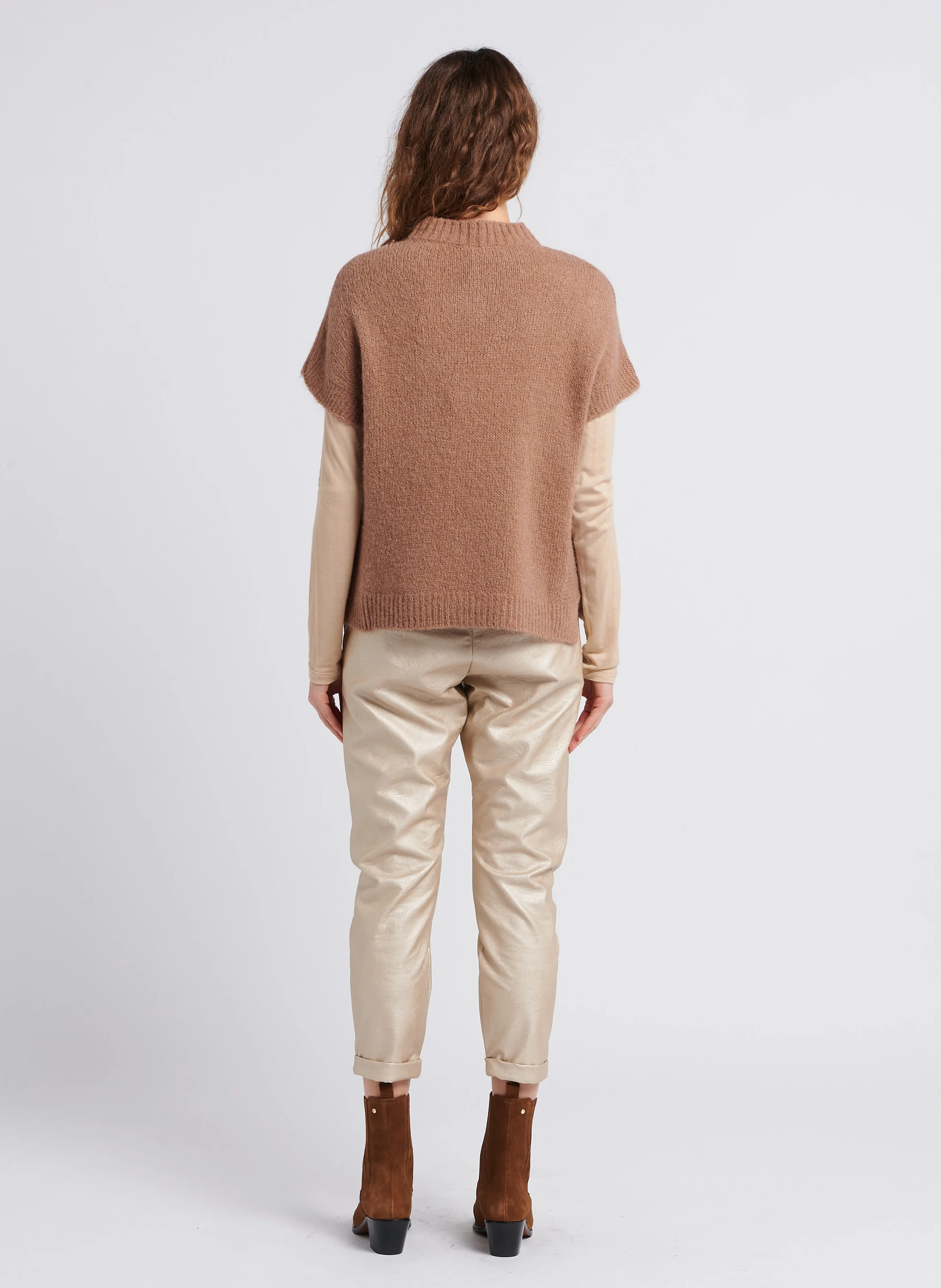 Pull ample à col V| Marron