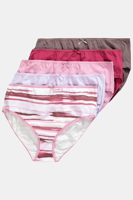 Midislips, 5er-Pack, Marmorstreifen/uni