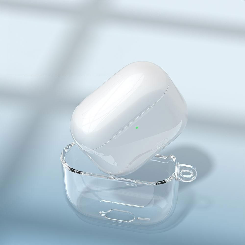 AirPods 4 Gummi Schutzhülle Abdeckung mit Karabinerhaken - Transparent