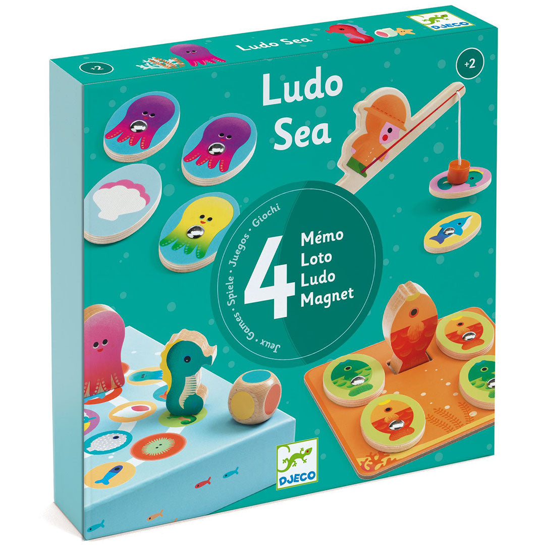 djeco 4-in-1 spelletjesdoos ludo sea