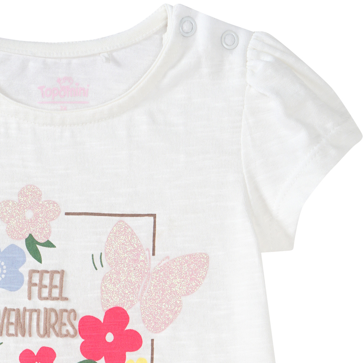 Topomini Baby T-Shirt mit Blumen-Print weiss