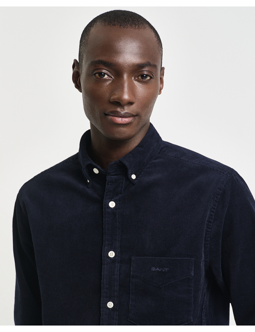Regular Fit Blue Corduroy Shirt