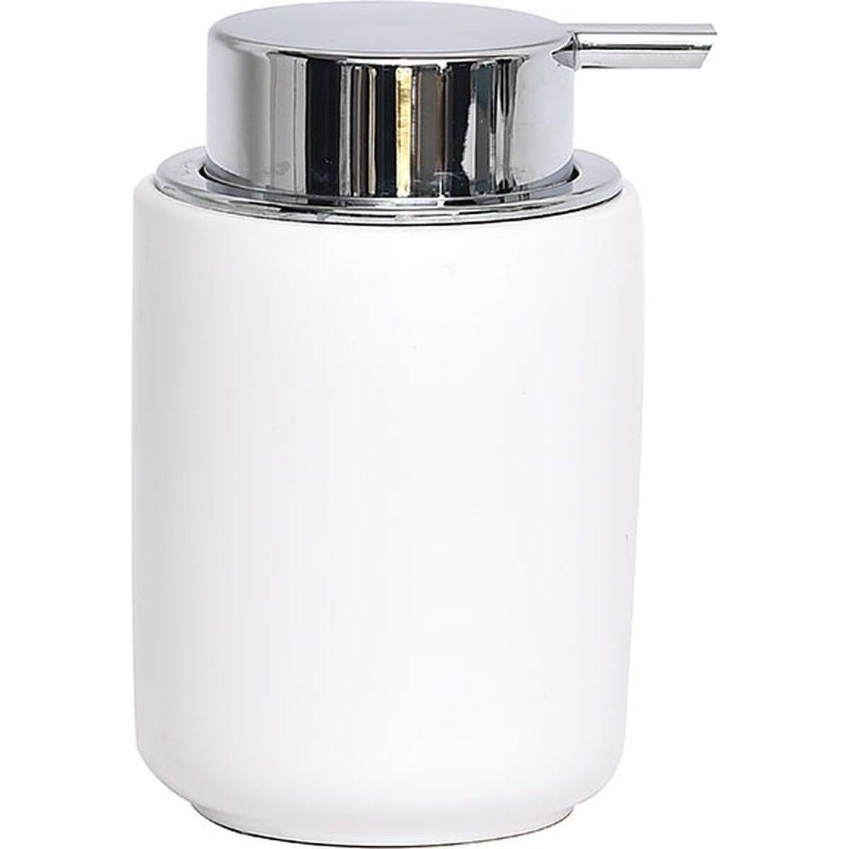 DISTRIBUTEUR A SAVON DOLOMITE ROND POMPE CHROME BLANC
