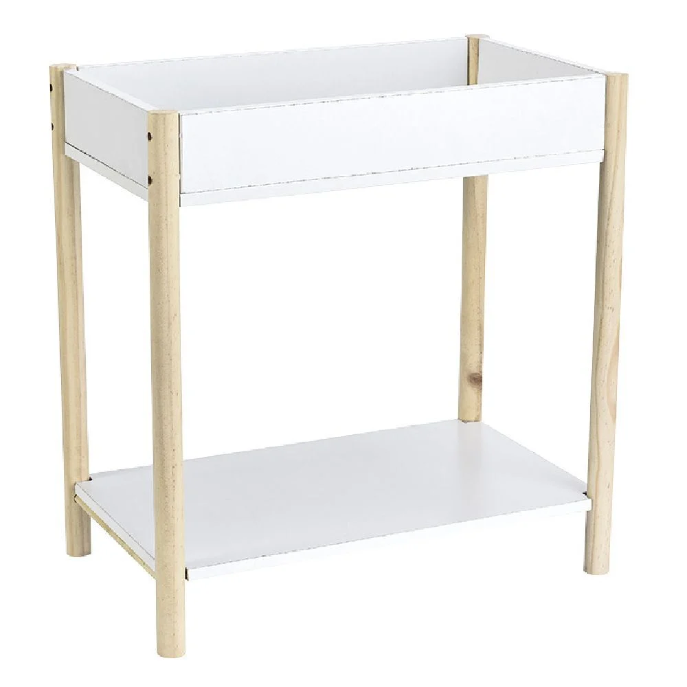 Bout de canapé en bois 2 niveaux naturel et blanc