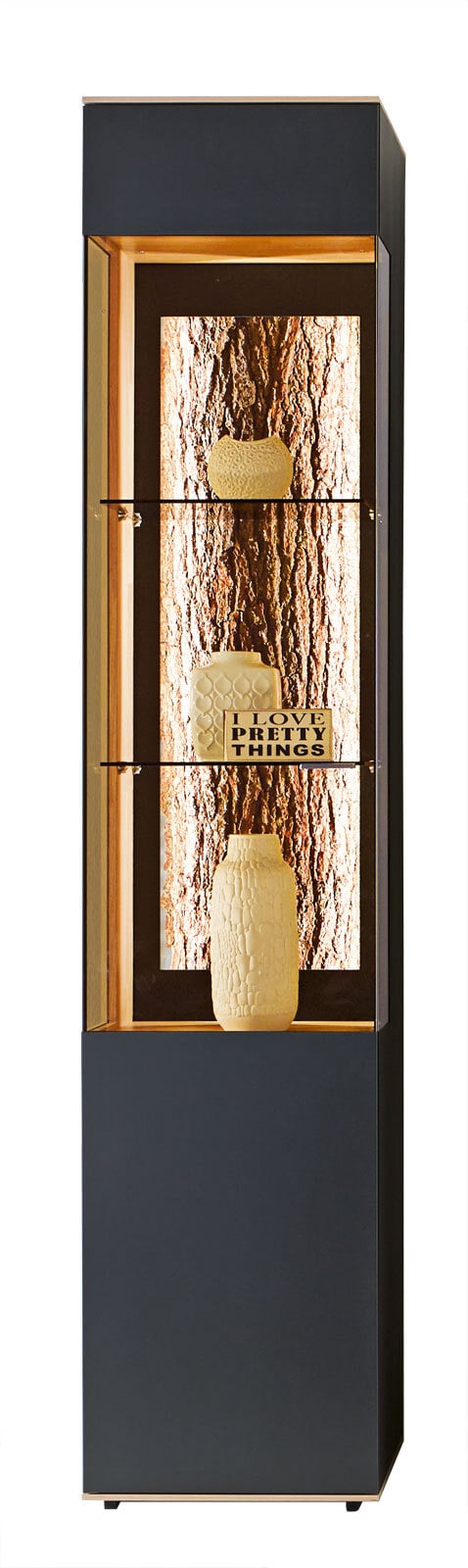 hartmann Vitrine II RUNA L Kerneiche natur /anthrazit