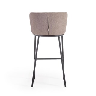 Kave Home Barhocker Chenille hellbraun/Metall schwarz