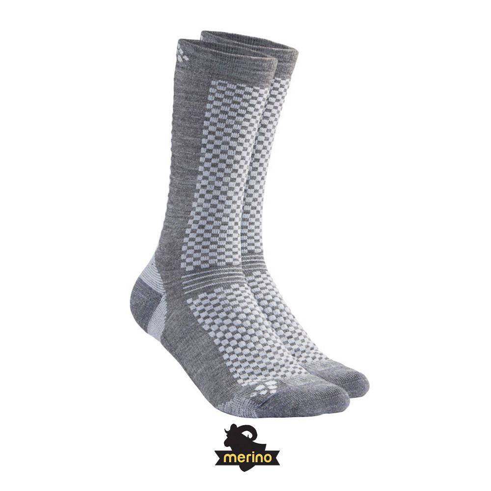 Lot de 2 paires de chaussettes mi-hautes WARM granite/plat