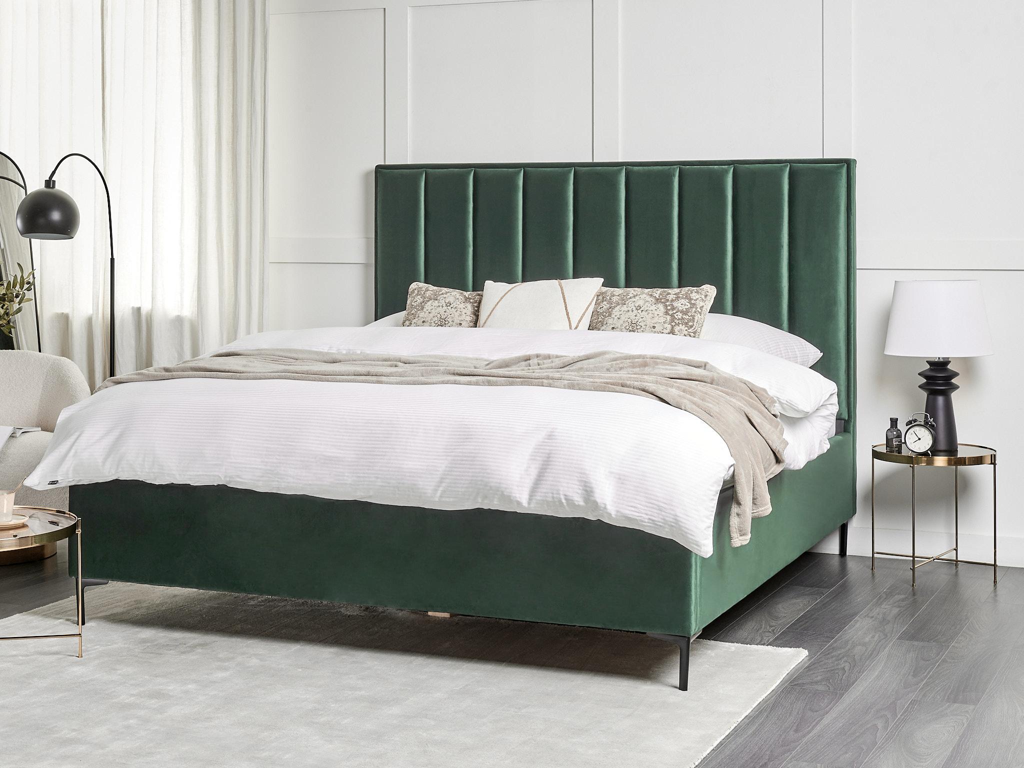 Bed met opbergruimte Fluweel SEZANNE 180 x 200 cm Donkergroen