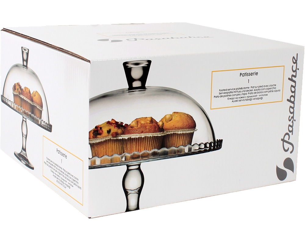 PRATO PARA BOLO COM PÉ E TAMPA PASABAHCE PATISSERIE