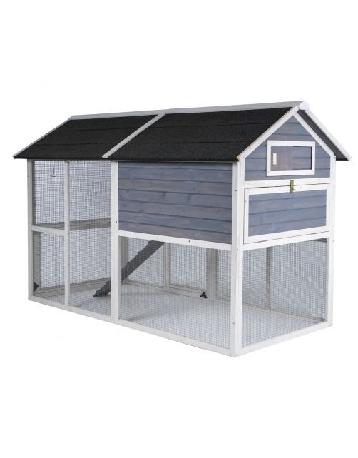Adori Kippenhok Finn - Dierenverblijf - 211.5x105.5x136 cm Lichtgrijs Wit