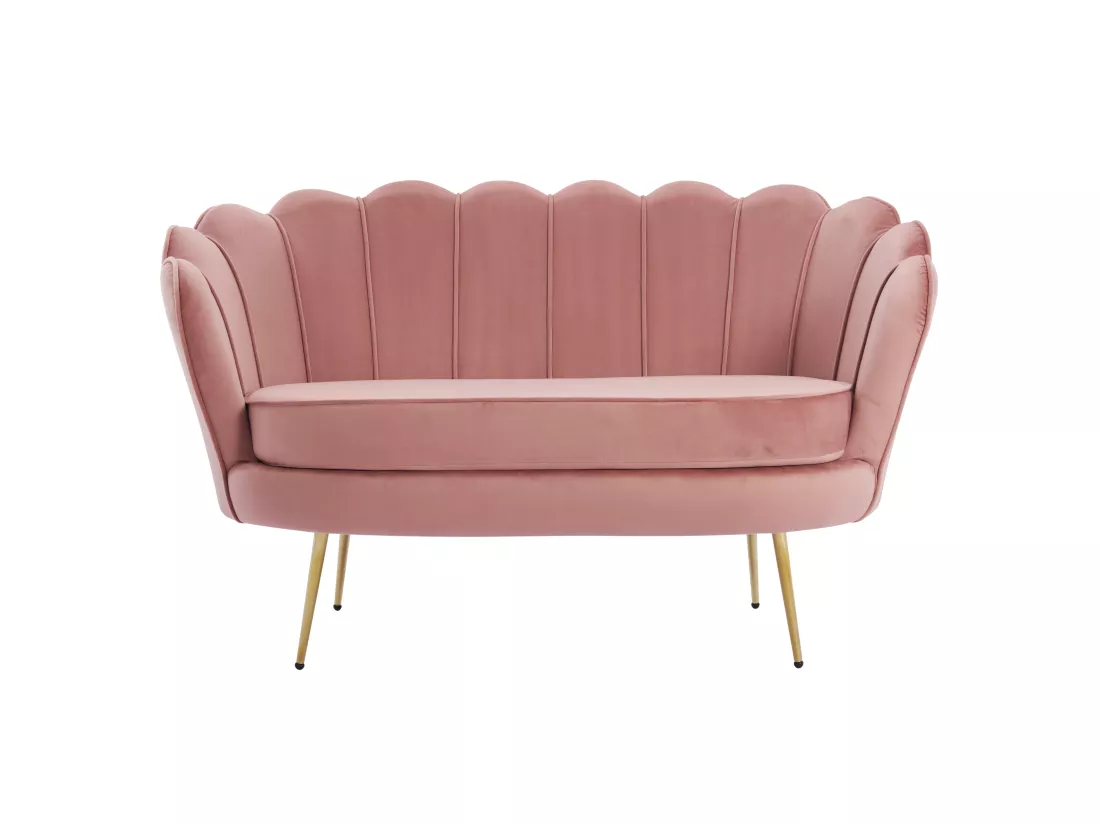 Canapé 2 places et fauteuil coquillage en velours rose DANDELION de Pascal Morabito