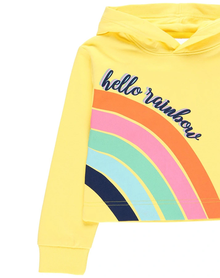 Kapuzen-Sweatshirt HELLO RAINBOW in gelb