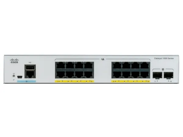 Cisco Catalyst 1000-16P-E-2G-L - Switch - Administreret - 8 x 10/100/1000 (PoE )   8 x 10/100/1000   2 x Gigabit SFP (uplink) - monterbar på stativ - PoE  (120 W)