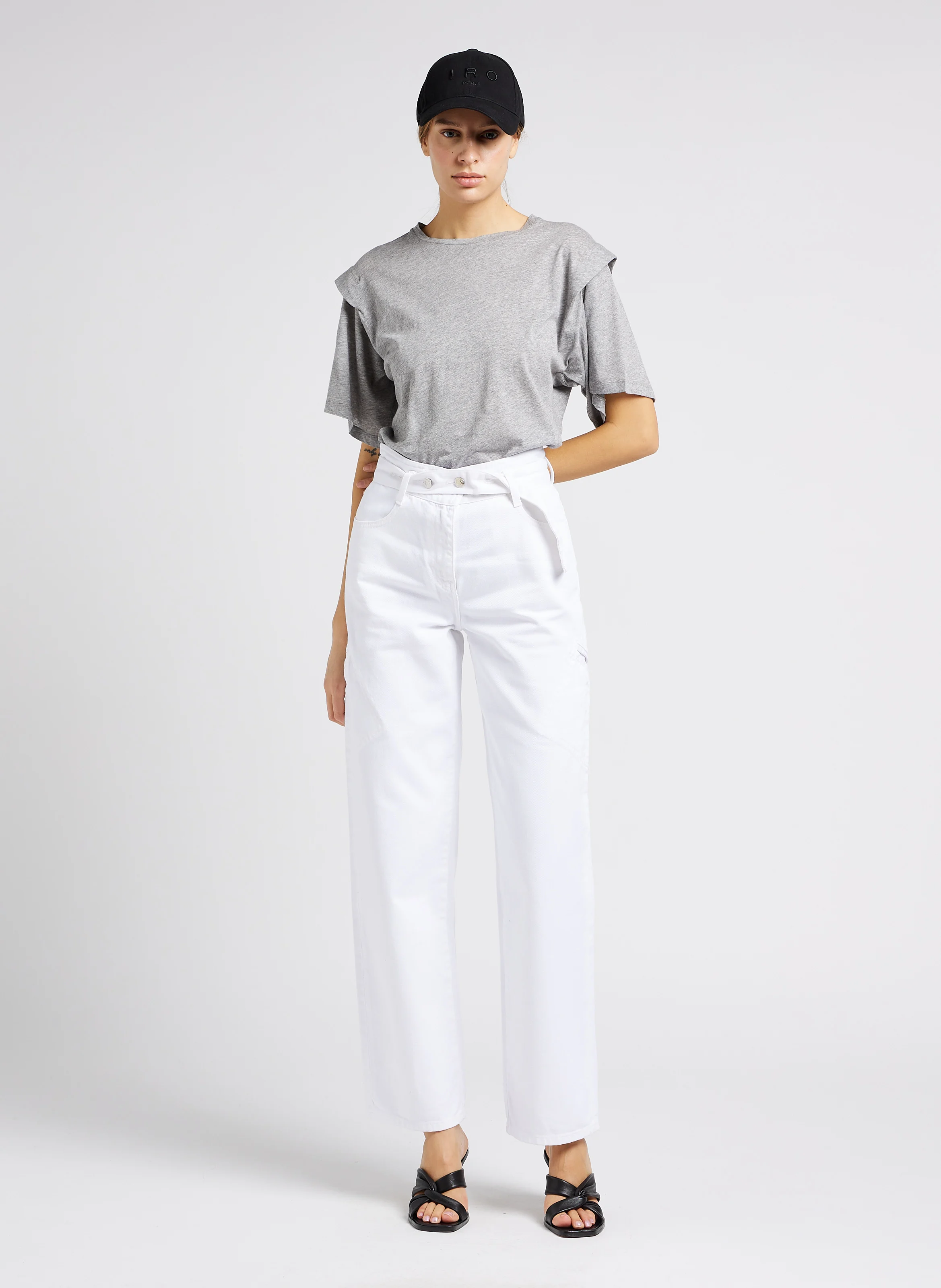 JINN - Jean flare taille haute en coton | Blanc