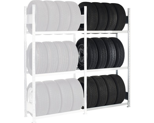 Schulte bandenrek, aanbouwrek, verzinkt, 275x150x40 cm, 4 niveaus, draagvermogen 600 kg