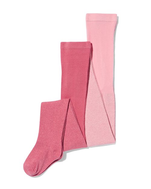 2 paires de collants épais enfant avec coton rose