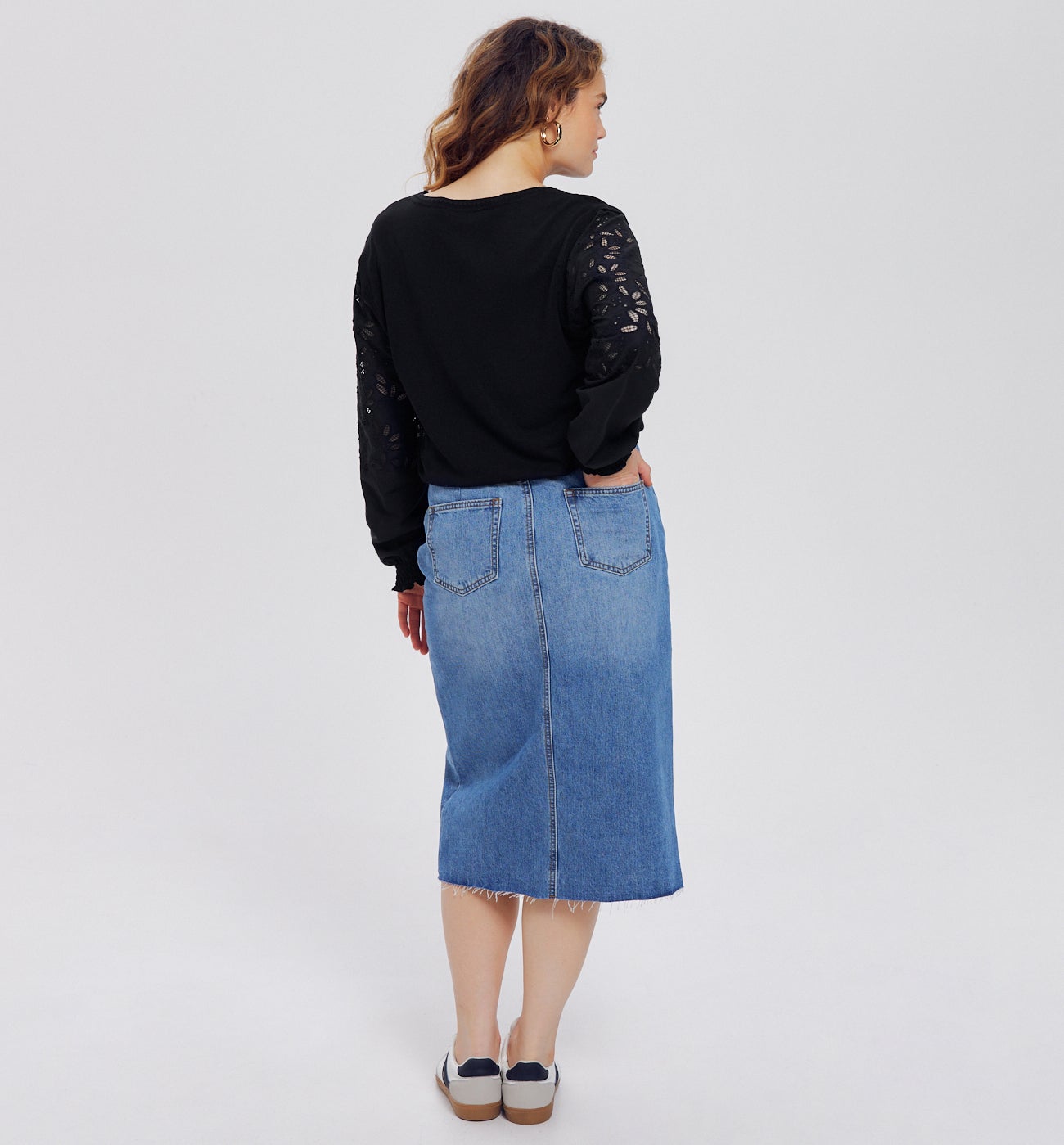 Pull à effet superposé Femme - Noir
