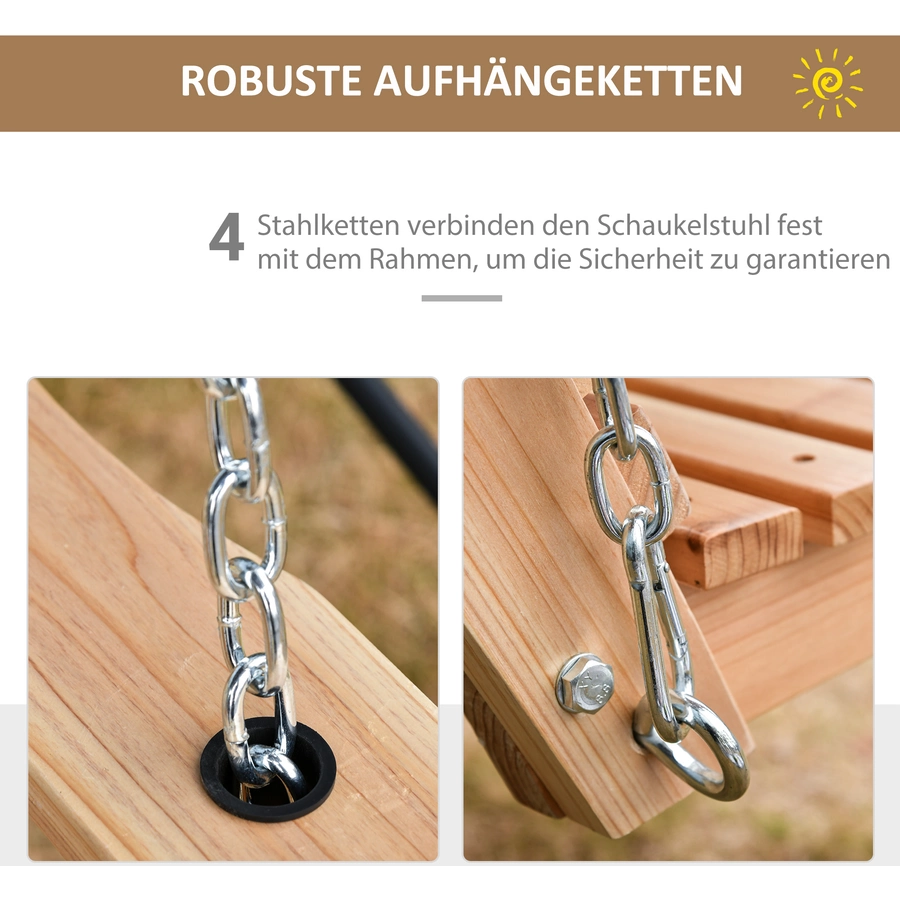 Outsunny Hängebank mit klappbarem Tisch natur