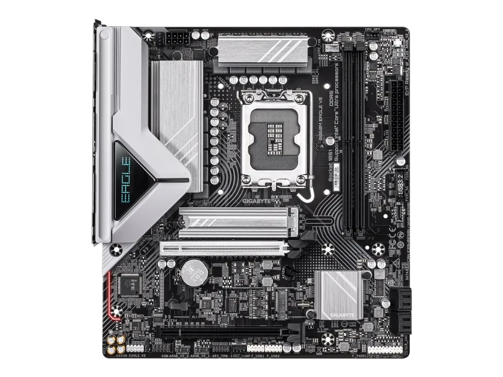 Gigabyte B860M EAGLE V2 - Bundkort - micro ATX - LGA1851 sokkel - B860 Chipset - USB 3.2 Gen 1, USB-C 3.2 Gen 1 - 2.5 Gigabit LAN - onboard grafik (CPU påkrævet) - HD Audio (8-kanaler)