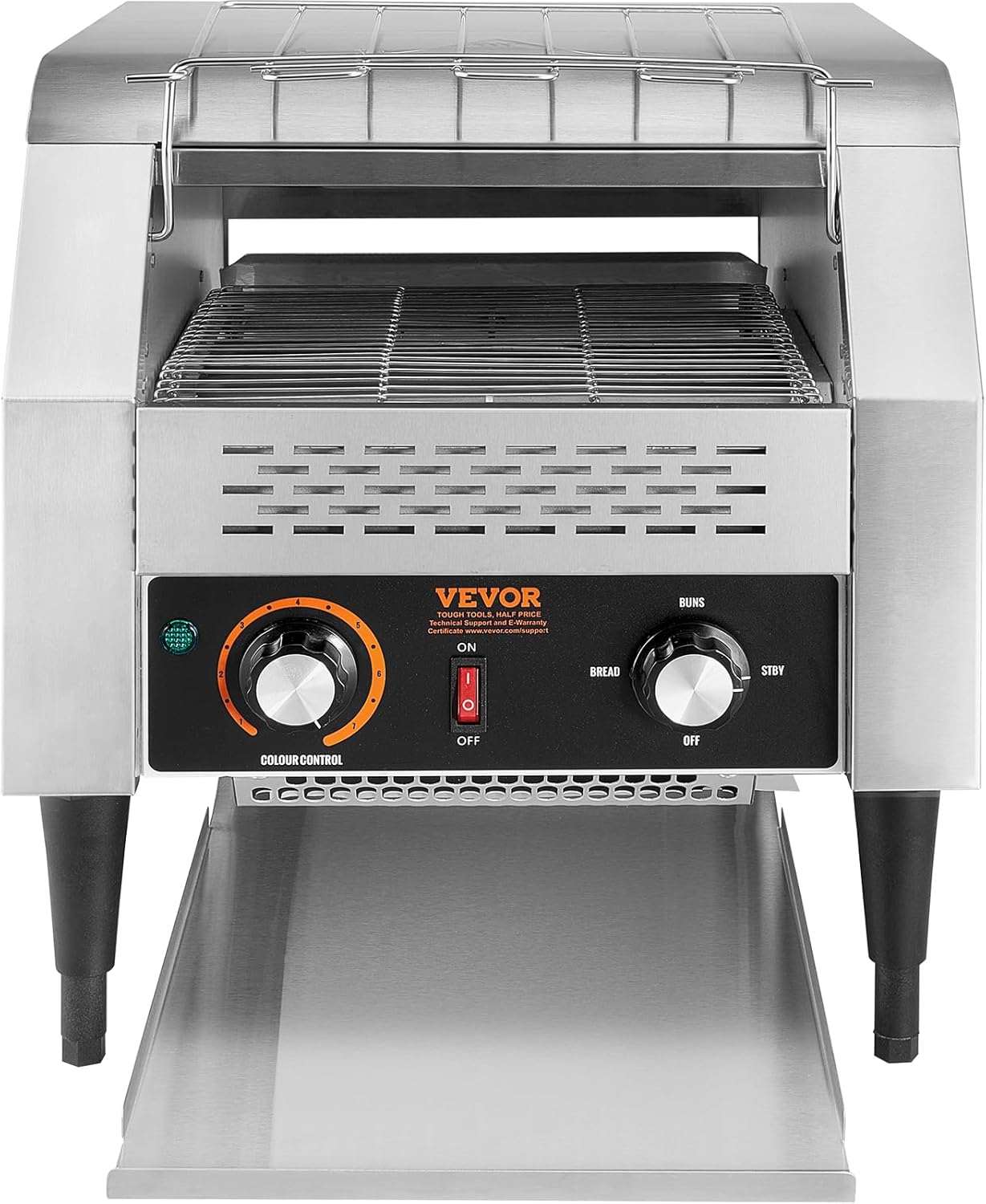VEVOR Grille-Pain à Convoyeur Commercial 300 Tranche par Heure Toaster Grille Pain Inox 2200 W 7 Réglages de Vitesses avec Ramasse-Miettes pour Petit Pain Bagel Hamburger Boulangerie Restaurant Hôtel