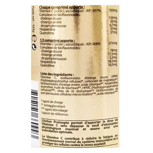Vit'all+ Vitamine C 750 Action Prolongée avec Bioflavonoïdes - 250 comprimés
