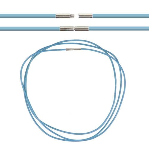 Cordon cuir 58 cm bleu clair