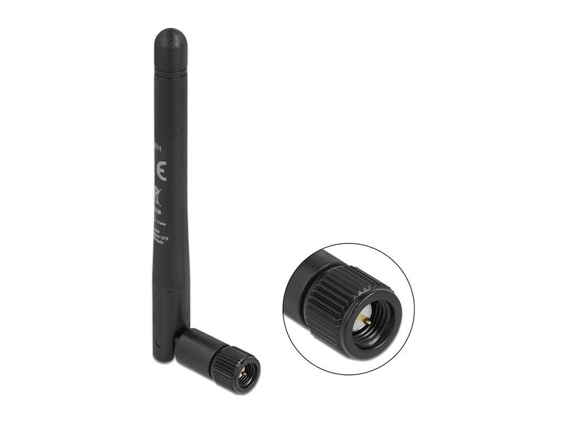 Delock 5G-Antenne SMA SMA 4.5 dBi Rundstrahl Delock 5G 3.3 - 5.0 GHz Antenne SMA Stecker -1.0 - 4.5 dBi 10.9 cm omnidirektional mit Kippgelenk und flexiblem Material schwarz
