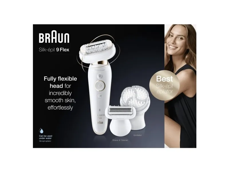 Braun Silk-épil 9 Flex 9-030 3D, Lyserød, Hvid, 40 pincetter, MicroGrip, Armhule, Bikini, 0,5 mm, Batteri