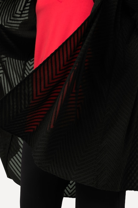 Indoorjacke, 3D-Zackenmuster, A-Linie, V-Ausschnitt