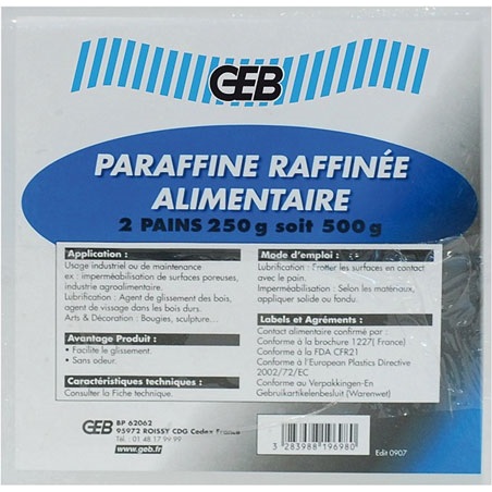 Paraffine alimentaire - pain 2 x 250 g