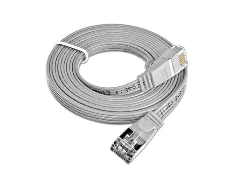 SLIM Slimpatchkabel RJ-45 - RJ-45, Cat 6, STP, 1 m, Grau Geschirmtes Twisted-Pair-Kabel (STP) mit Klinkenschutz