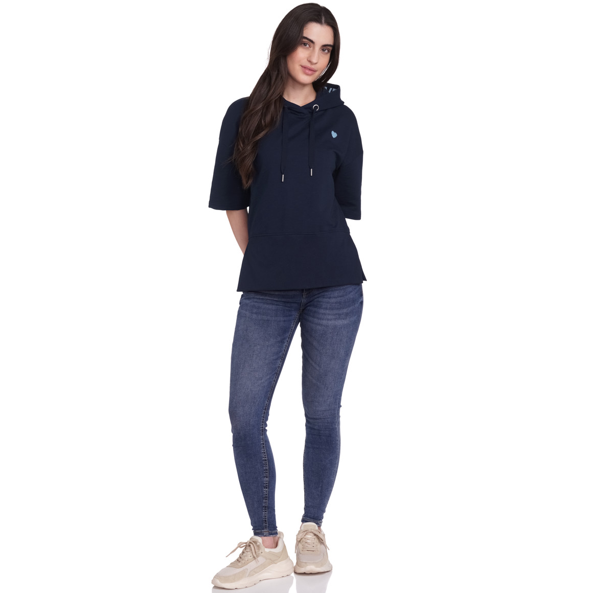 Gina Damen Sweatshirt mit kurzen Ärmeln dunkelblau