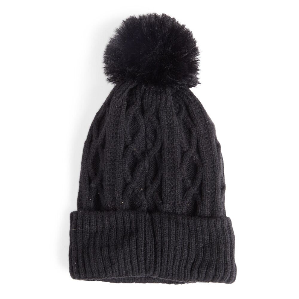 Ensemble mug 450ml faïence avec bonnet à pompon noir