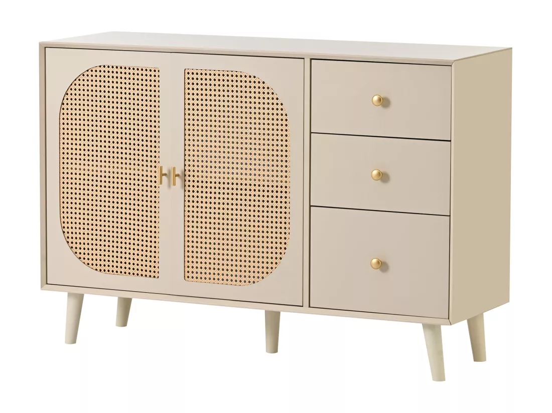 Buffet crème blanc cassé avec portes et tiroirs,d120 cm×h82,5 cm