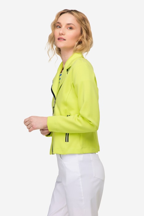 Biker-Jacke, Sweat, Revers, Zipper, Langarm