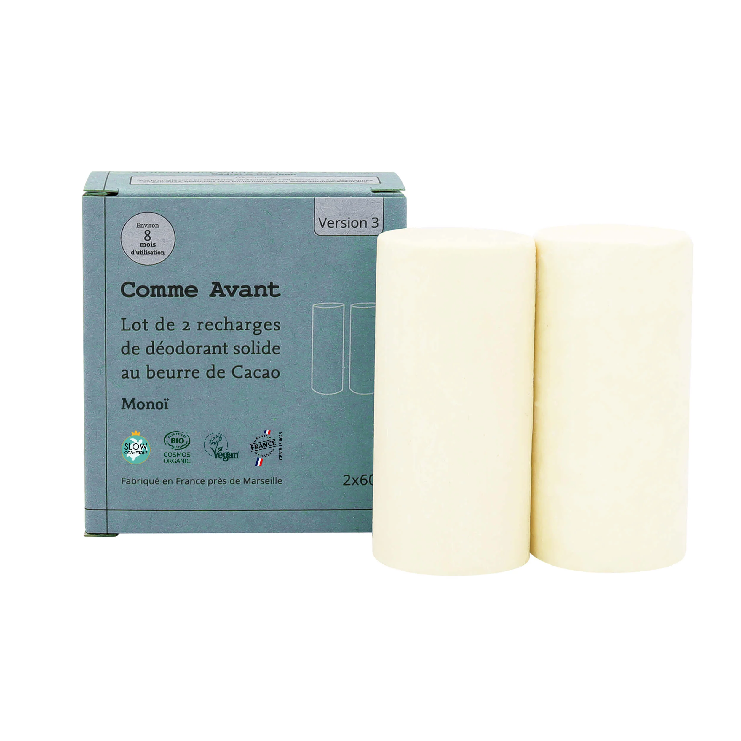 Déodorant solide monoï - Version 3 - 1 déodorant - 60g