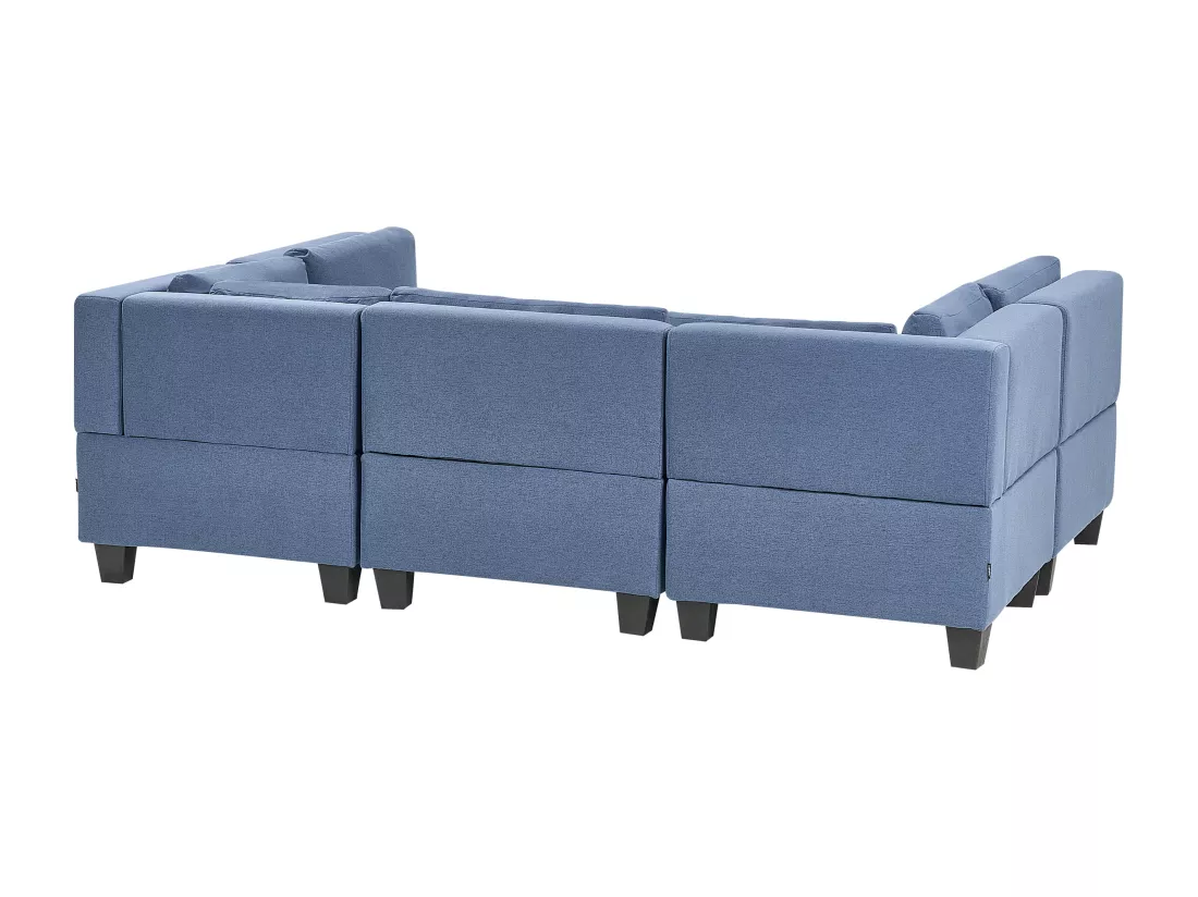 Canapé modulable 5 places en tissu bleu UNSTAD