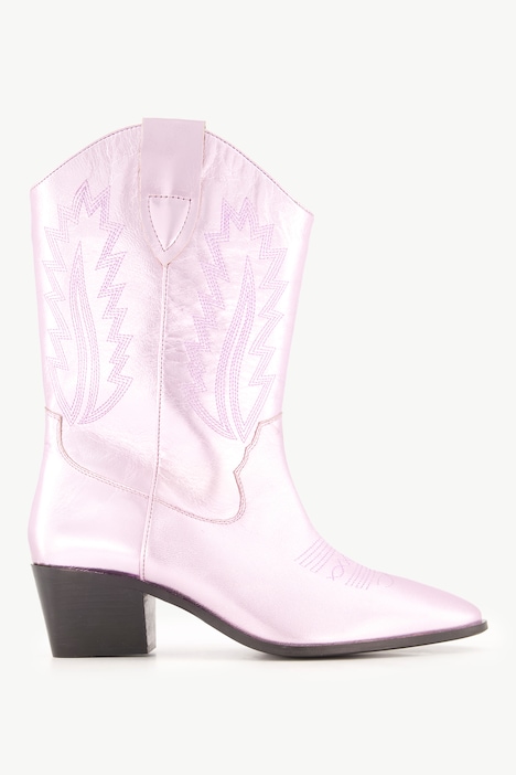 Leder-Cowboystiefel, XL-Schaft, Metallic-Optik, Weite H